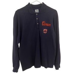 Cotton Deluxe Men’s CLEMSON TIGERS Navy Blue Vintage Long Sleeve Shirt Size Med.